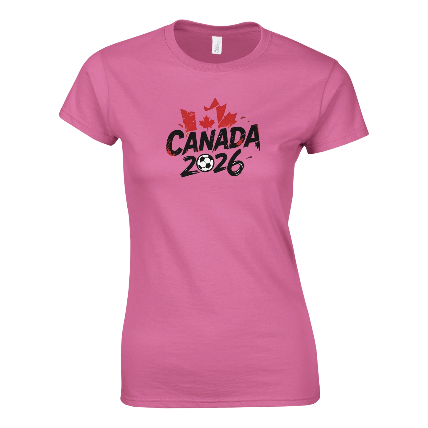 T-shirt Canada 2026 - Design Grunge Coupe du Monde Football | Maillot Supporters Sélection Nationale Femme en 6 Couleurs Vives
