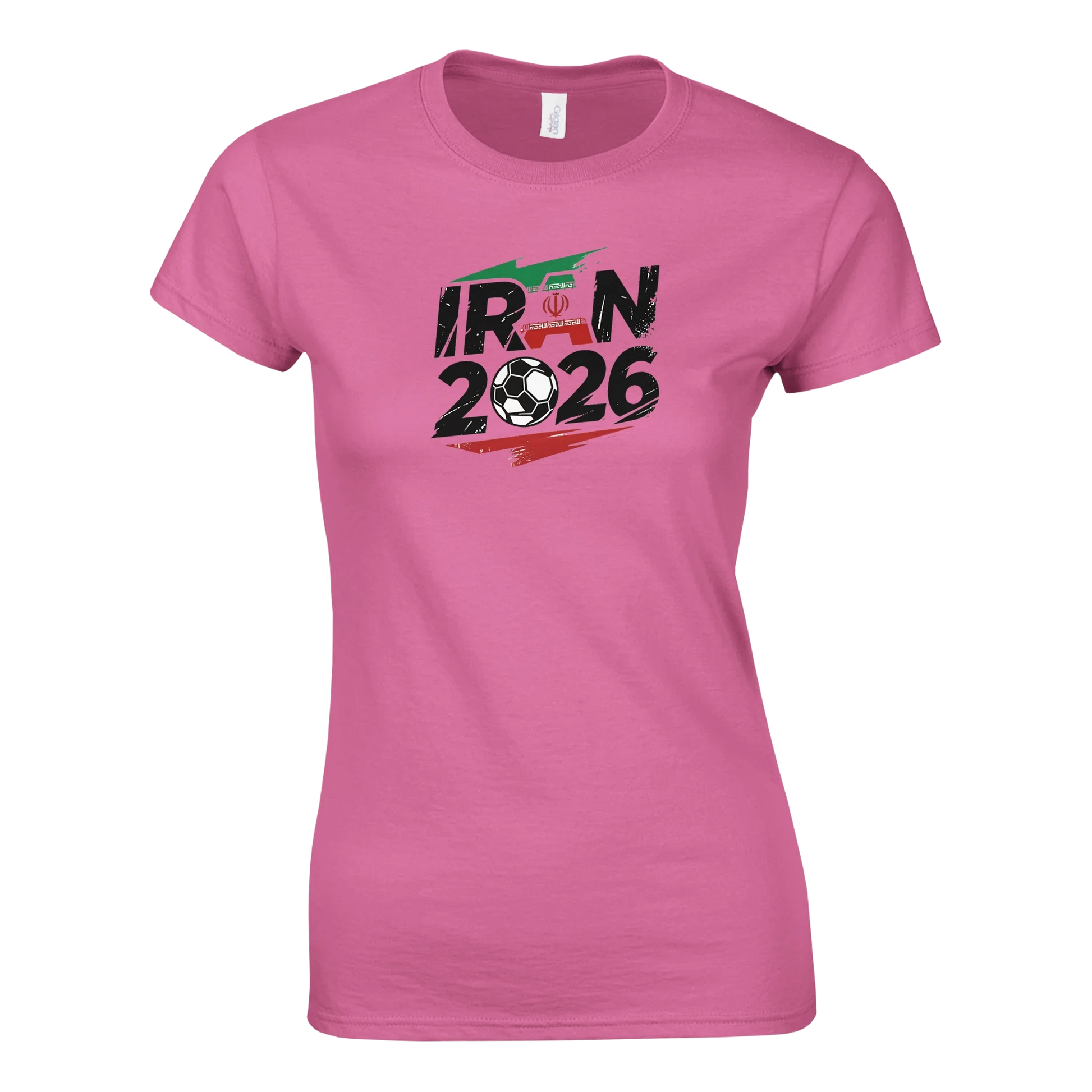 T-shirt Iran 2026 - Coupe du Monde Football | Maillot Supporters Femme Style Grunge Rouge & Vert
