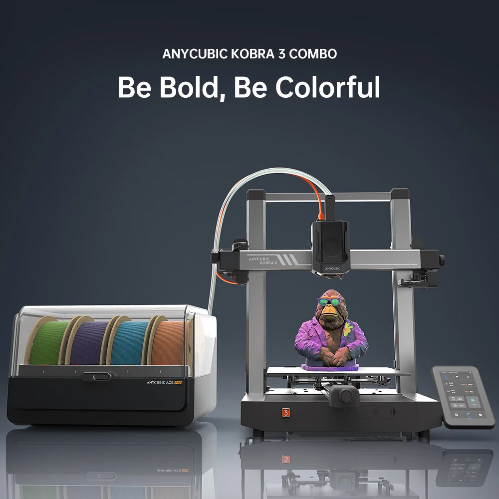 IMPRIMANTE 3D MULTICOLORE ANYCUBIC Kobra 3 Combo - Jusqu'à 8 Couleurs • Vitesse Ultra-Rapide 600 mm/s