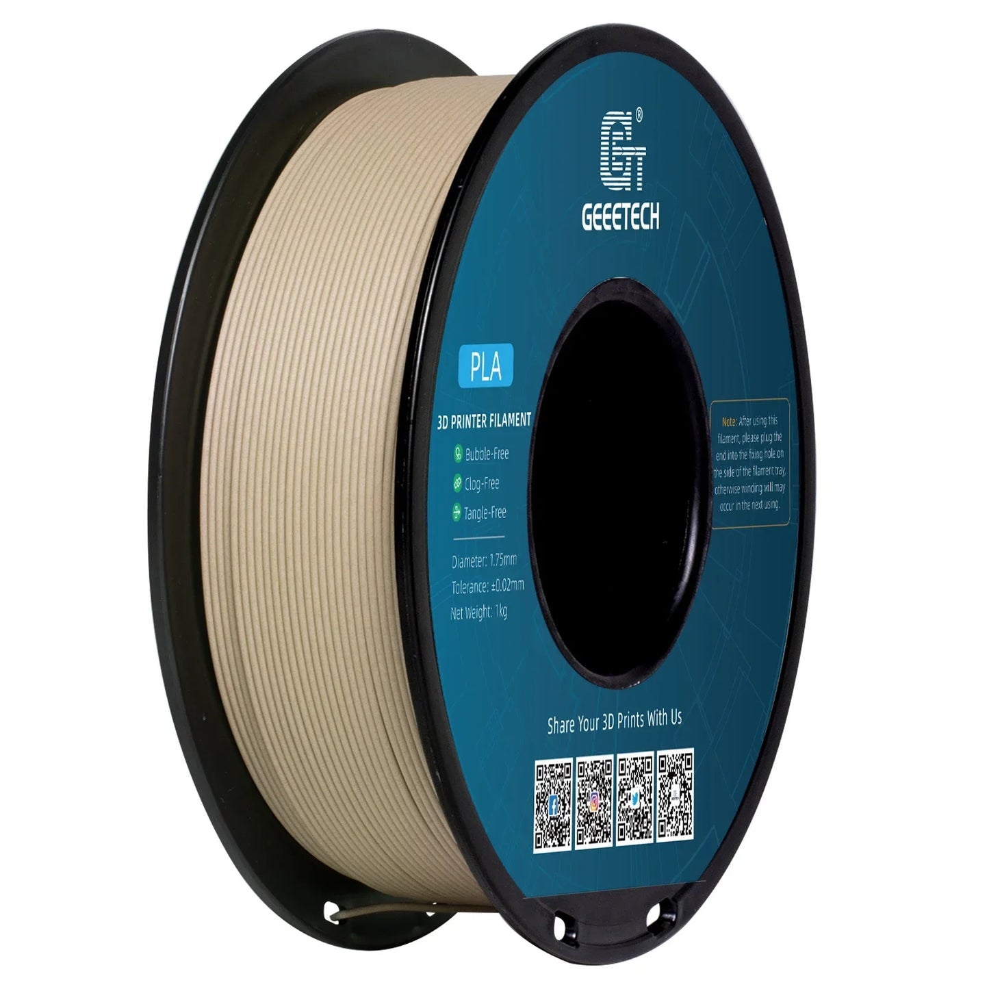 Filament PLA Standard Geeetech 1.75mm - 1kg - Haute Précision (±0.03mm) - Compatible Toutes Imprimantes FDM