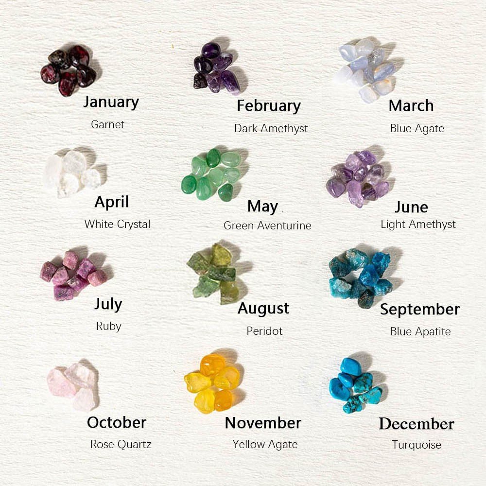 Bracelet de Naissance Familial Personnalisable | Cristaux Bruts Boho 1 - 5 Pierres - Cadeau pour Maman/Épouse Bracelet - KAWAII FAVIE