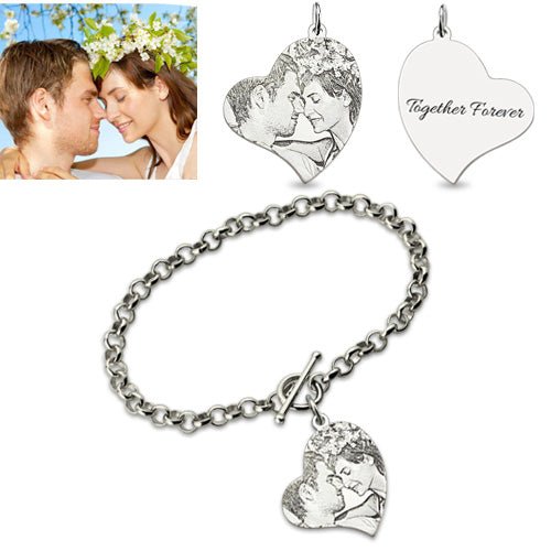 Bracelet Mémoire Cœur Photo en Argent 925 | Personnalisable avec Photo & Message - Cadeau Infini pour Elle Bracelet - KAWAII FAVIE