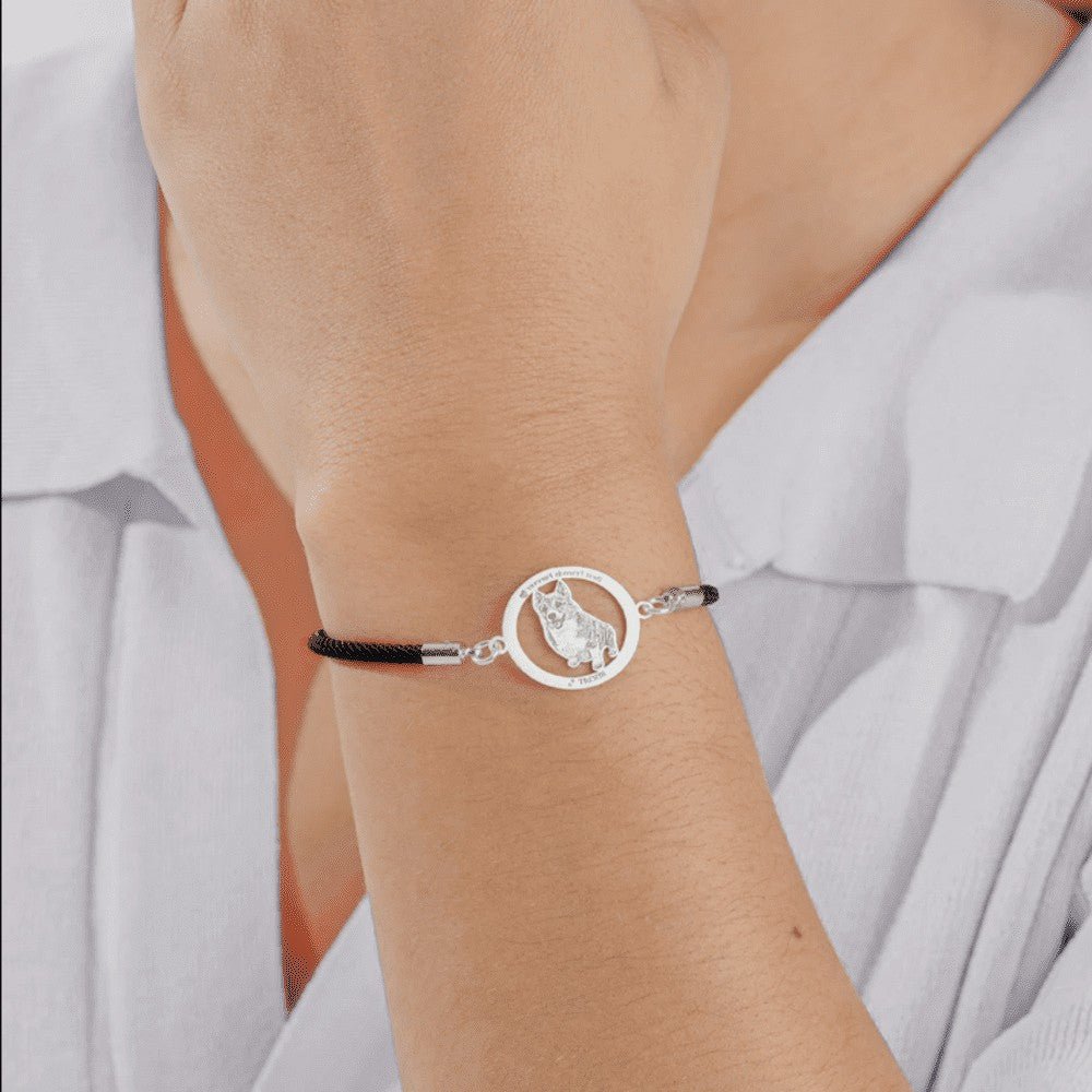 Bracelet Mémoire Photo de Compagnon | Pendentif Personnalisé pour Chien, Chat - Ajustable en Acier Inoxydable Bracelet - KAWAII FAVIE