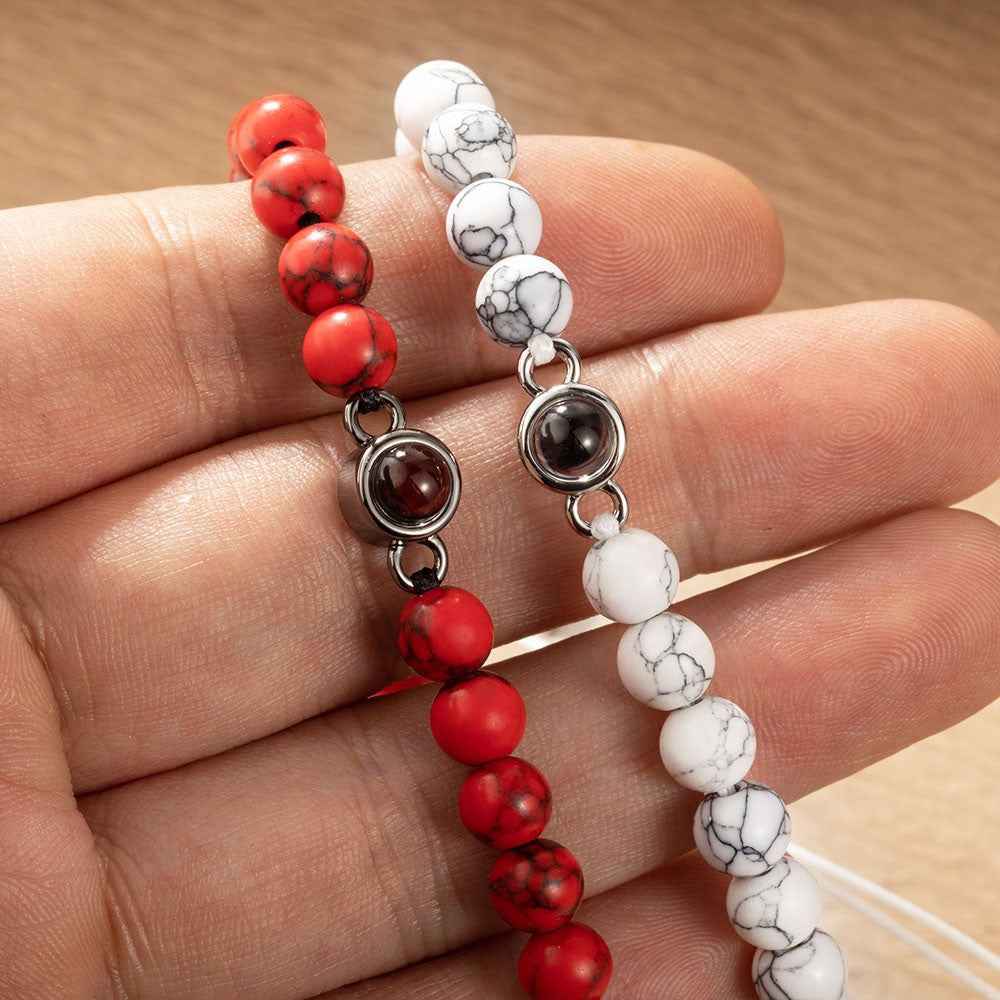 Bracelet Oeil de Tigre avec Photo Projetée Personnalisable | Pour Homme - Cadeau d'Anniversaire, Père ou Mariage Bracelet - KAWAII FAVIE