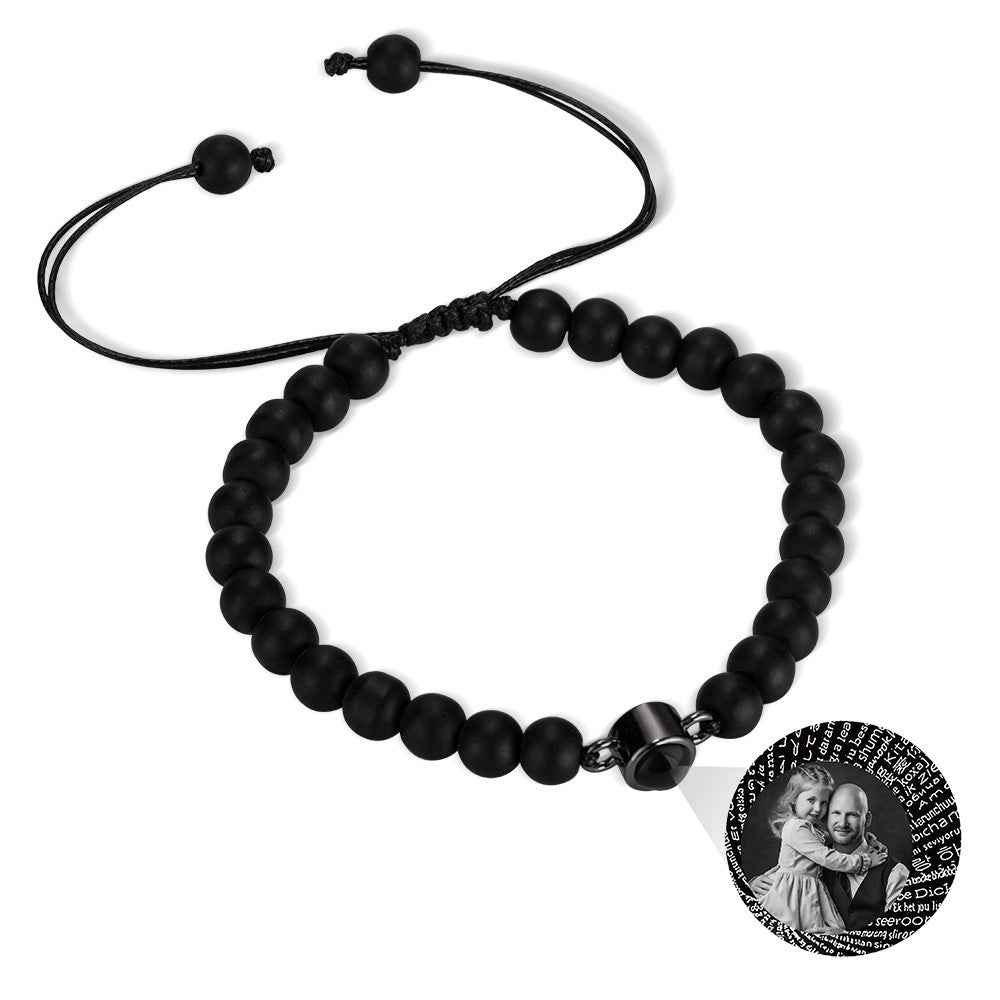 Bracelet Oeil de Tigre avec Photo Projetée Personnalisable | Pour Homme - Cadeau d'Anniversaire, Père ou Mariage Bracelet - KAWAII FAVIE