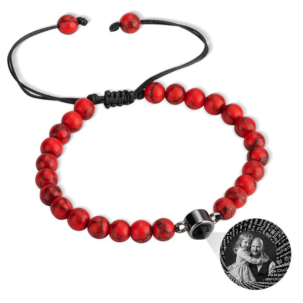 Bracelet Oeil de Tigre avec Photo Projetée Personnalisable | Pour Homme - Cadeau d'Anniversaire, Père ou Mariage Bracelet - KAWAII FAVIE