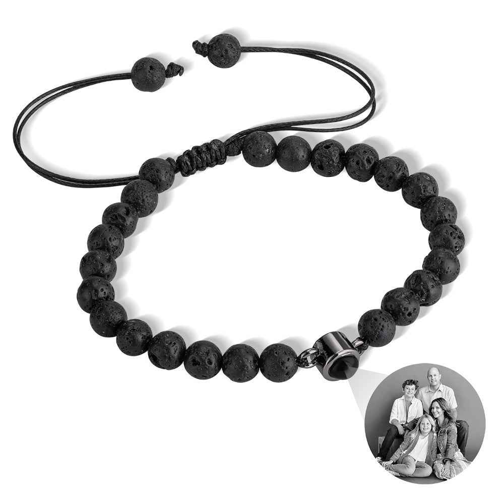 Bracelet Oeil de Tigre avec Photo Projetée Personnalisable | Pour Homme - Cadeau d'Anniversaire, Père ou Mariage Bracelet - KAWAII FAVIE