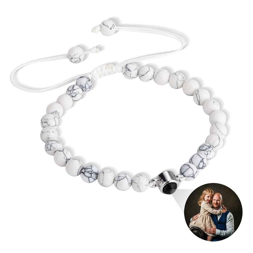 Bracelet Oeil de Tigre avec Photo Projetée Personnalisable | Pour Homme - Cadeau d'Anniversaire, Père ou Mariage Bracelet - KAWAII FAVIE