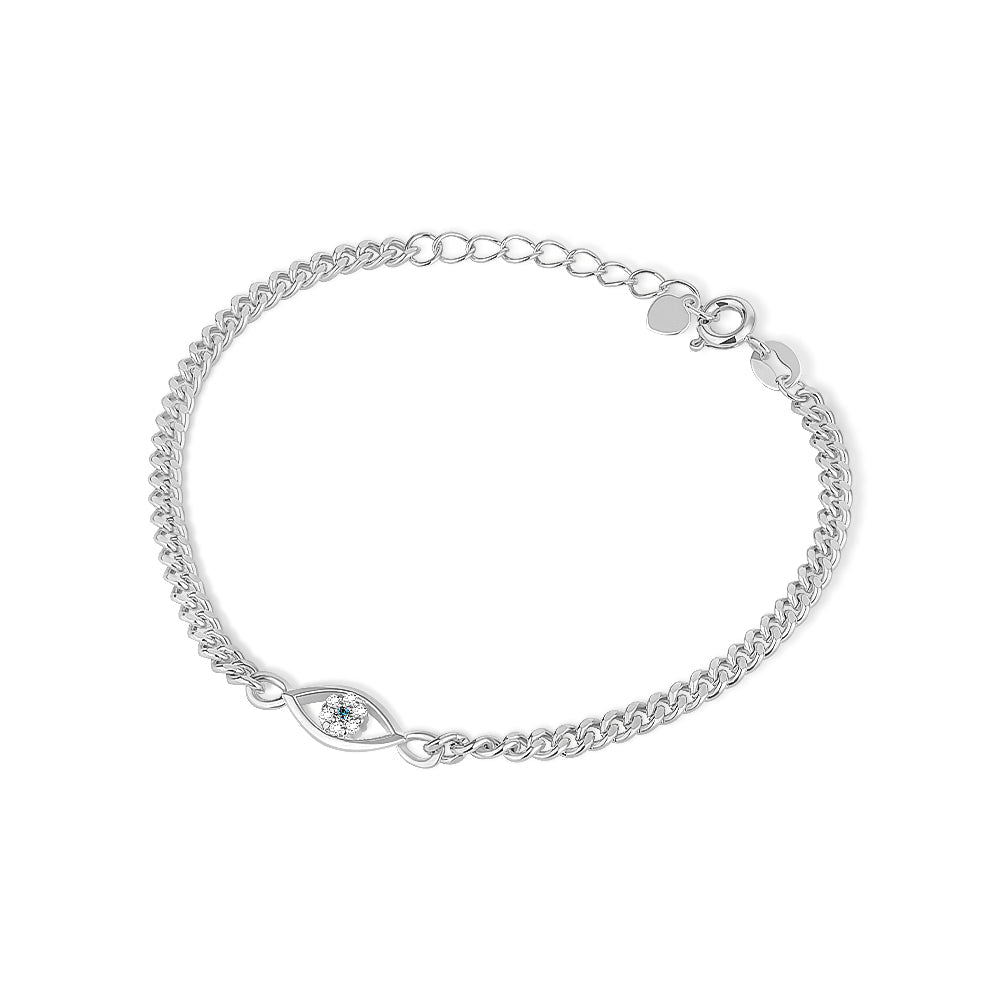 Bracelet « Œil Protecteur » Chaîne Cubain | Laiton Plaqué Or/Rose/Argent - Cadeau Élégant pour Femme & Demoiselle d'Honneur Bracelet - KAWAII FAVIE