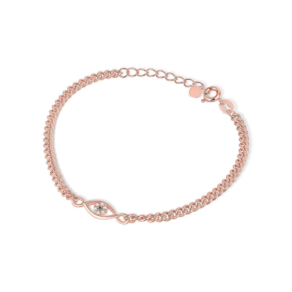 Bracelet « Œil Protecteur » Chaîne Cubain | Laiton Plaqué Or/Rose/Argent - Cadeau Élégant pour Femme & Demoiselle d'Honneur Bracelet - KAWAII FAVIE