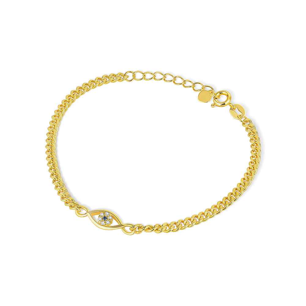 Bracelet « Œil Protecteur » Chaîne Cubain | Laiton Plaqué Or/Rose/Argent - Cadeau Élégant pour Femme & Demoiselle d'Honneur Bracelet - KAWAII FAVIE