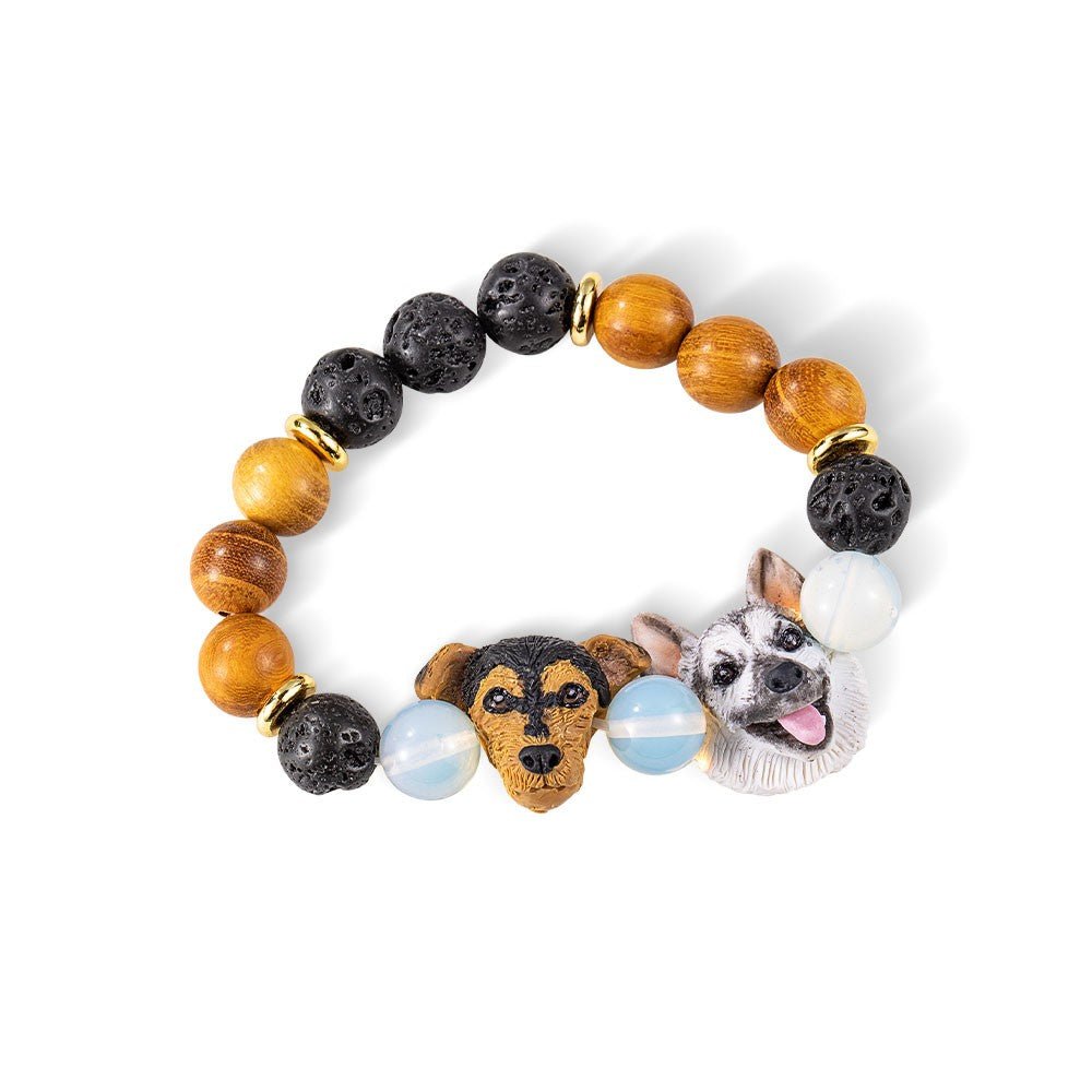 Bracelet Perlé avec Portrait de Chat/Chien Personnalisé | Pendentif Mémoire Animal - Cadeau pour Maman de Chien/Chat Bracelet - KAWAII FAVIE