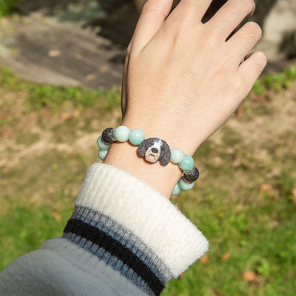 Bracelet Perlé avec Portrait de Chat/Chien Personnalisé | Pendentif Mémoire Animal - Cadeau pour Maman de Chien/Chat Bracelet - KAWAII FAVIE