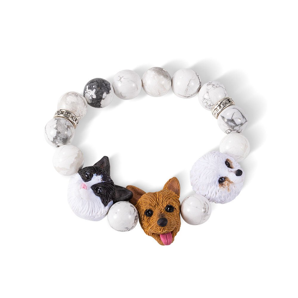 Bracelet Perlé avec Portrait de Chat/Chien Personnalisé | Pendentif Mémoire Animal - Cadeau pour Maman de Chien/Chat Bracelet - KAWAII FAVIE