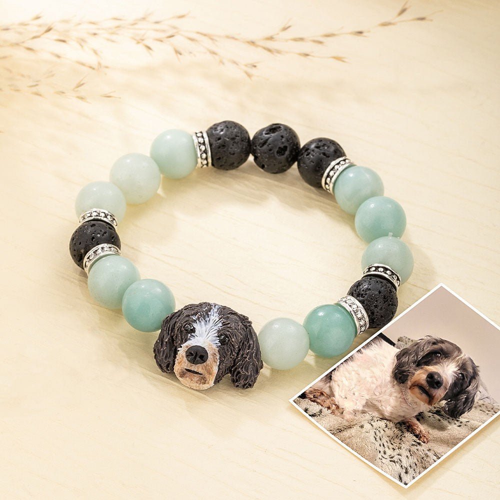 Bracelet Perlé avec Portrait de Chat/Chien Personnalisé | Pendentif Mémoire Animal - Cadeau pour Maman de Chien/Chat Bracelet - KAWAII FAVIE