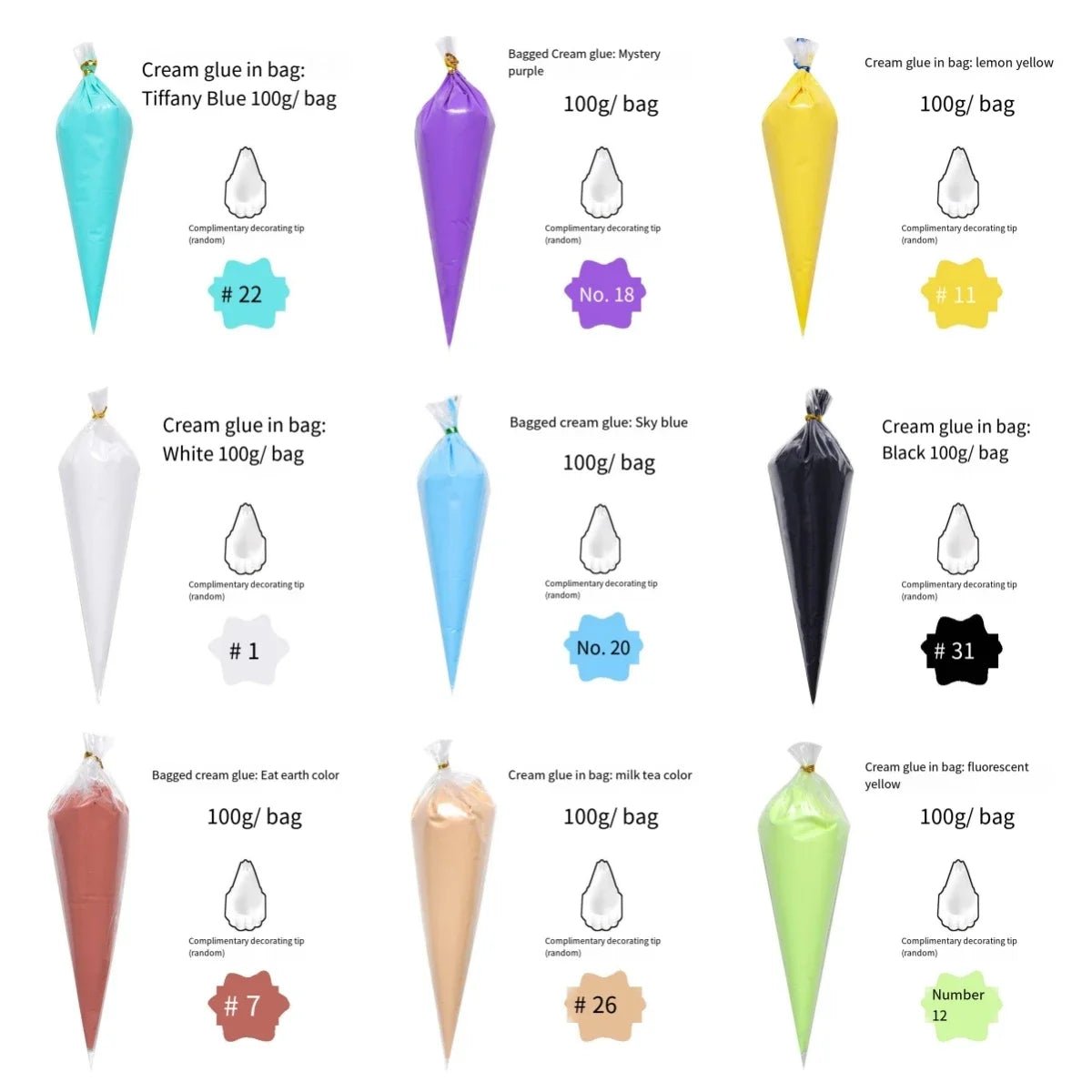 Colle Crème KAWAHIP poche à douille couleurs - 100g KAWAHIP - KAWAII FAVIE