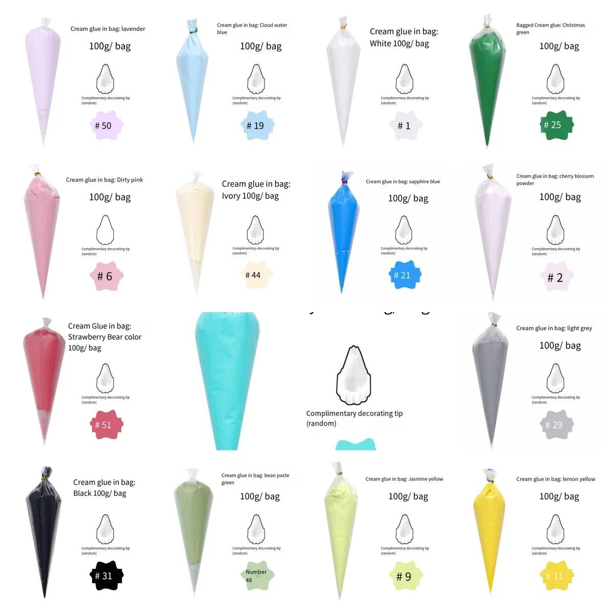 Colle Crème KAWAHIP poche à douille couleurs - 100g KAWAHIP - KAWAII FAVIE