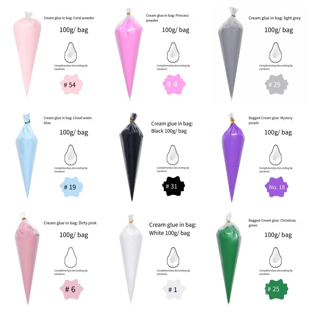 Colle Crème KAWAHIP poche à douille couleurs - 100g KAWAHIP - KAWAII FAVIE