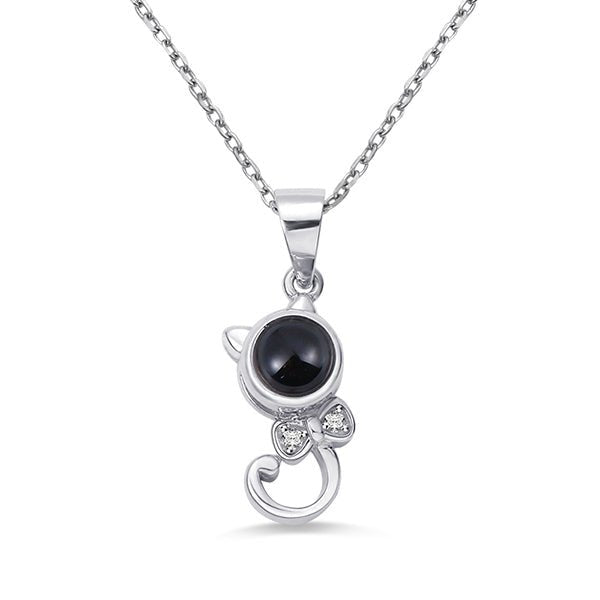 Collier « Amour Projectif » en Argent Sterling 925 | Gravure de Nom & Projection « Je t'aime » - 4 Styles (Ange, Dauphin, Kitty, Love Mom) Necklace - KAWAII FAVIE