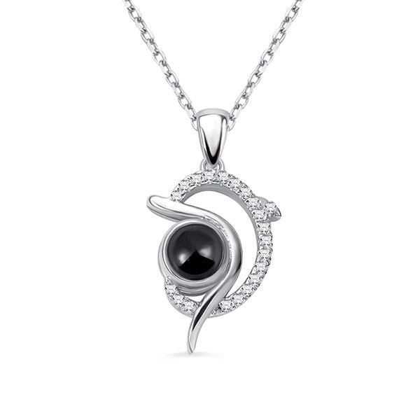 Collier « Amour Projectif » en Argent Sterling 925 | Gravure de Nom & Projection « Je t'aime » - 4 Styles (Ange, Dauphin, Kitty, Love Mom) Necklace - KAWAII FAVIE