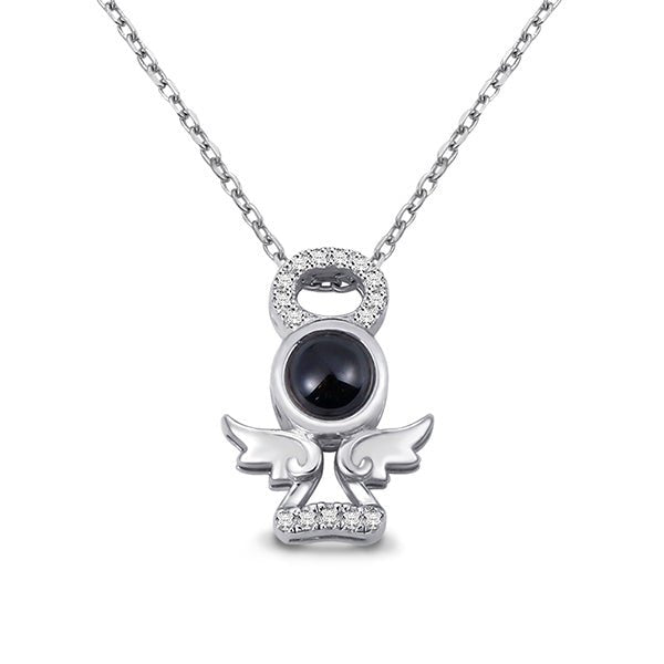 Collier « Amour Projectif » en Argent Sterling 925 | Gravure de Nom & Projection « Je t'aime » - 4 Styles (Ange, Dauphin, Kitty, Love Mom) Necklace - KAWAII FAVIE