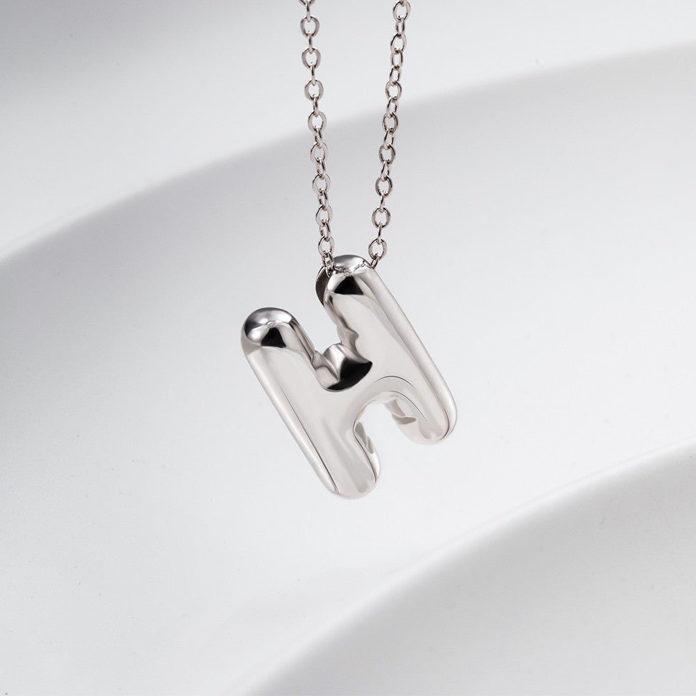 Collier « Bulle d’Or » Lettre Personnalisée 3D | Pendentif Initiale Ballon avec Chaîne Perlée - Cadeau Unique pour Elle Necklace - KAWAII FAVIE