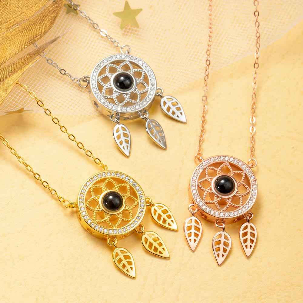 Collier « Capteur de Rêves » Projection Photo | Pendentif Protecteur Personnalisable en Argent 925 - Cadeau Unique Necklace - KAWAII FAVIE