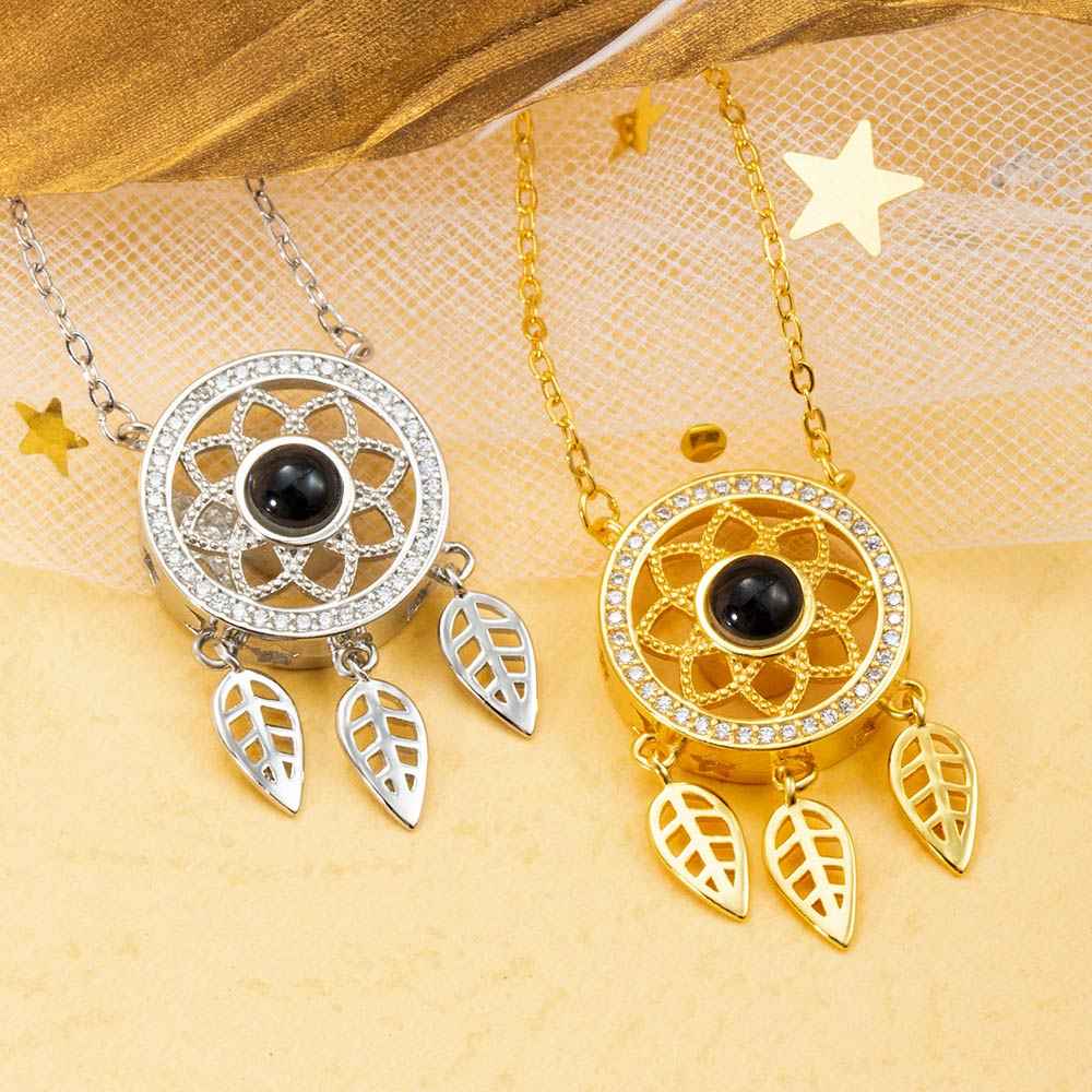 Collier « Capteur de Rêves » Projection Photo | Pendentif Protecteur Personnalisable en Argent 925 - Cadeau Unique Necklace - KAWAII FAVIE