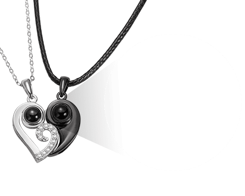 Collier Cœur Projection en 2 Pièces Personnalisable | Set Séparable pour Couple/Amis - Photo & Message Secret Necklace - KAWAII FAVIE