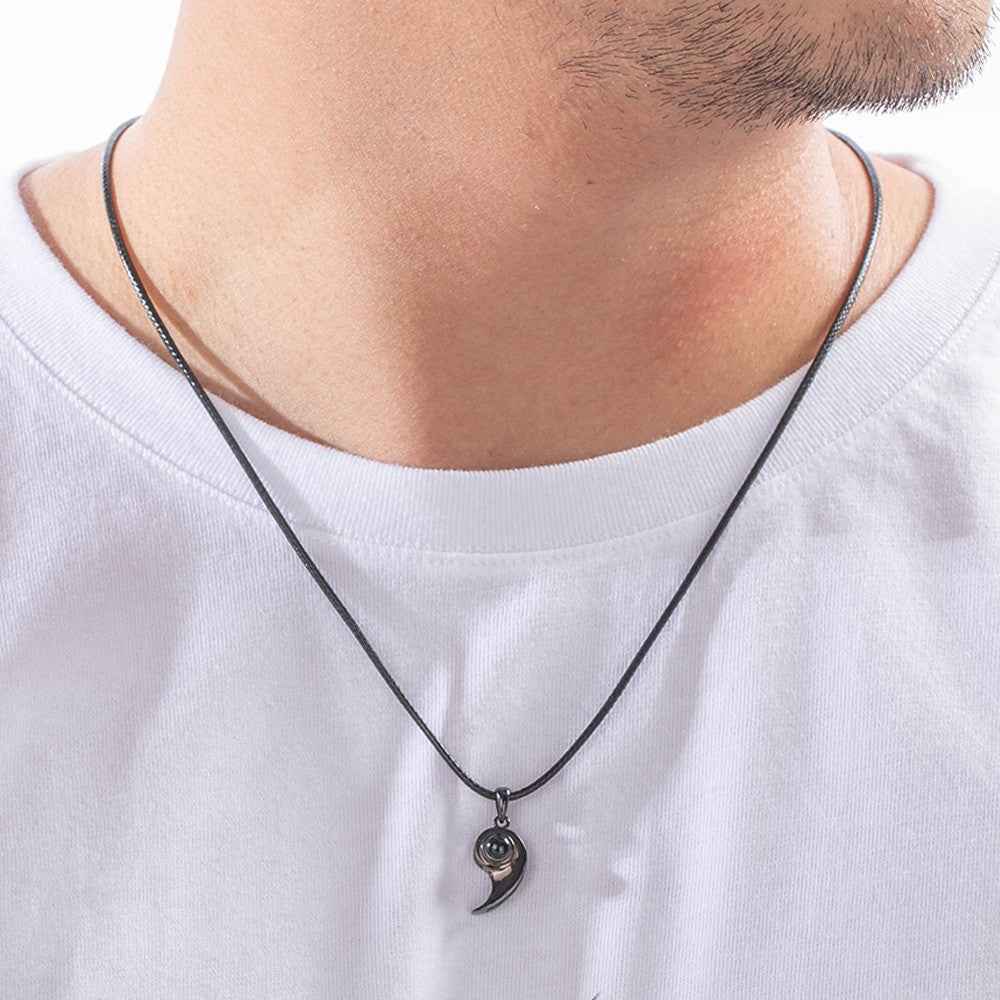 Collier Cœur Projection en 2 Pièces Personnalisable | Set Séparable pour Couple/Amis - Photo & Message Secret Necklace - KAWAII FAVIE