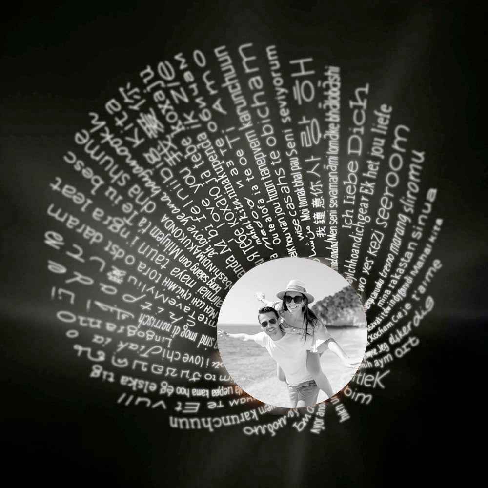 Collier Cœur Projection Photo en Argent 925 | Gravure Photo & Message d'Amour en 100 Langues - Cadeau Magique Necklace - KAWAII FAVIE