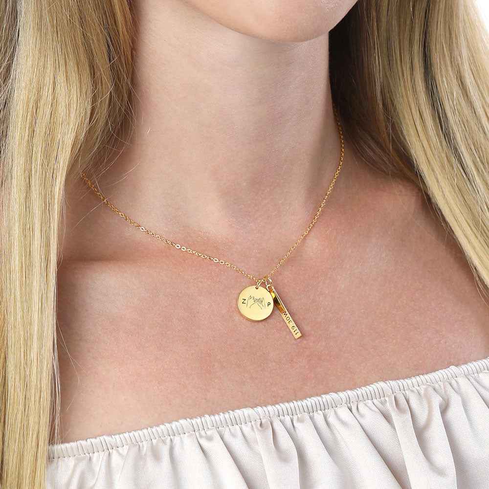 Collier de Promesse Personnalisé Saint - Valentin & Amitié | Argent Sterling 925 Gravure Unique - Cadeau Unique Necklace - KAWAII FAVIE