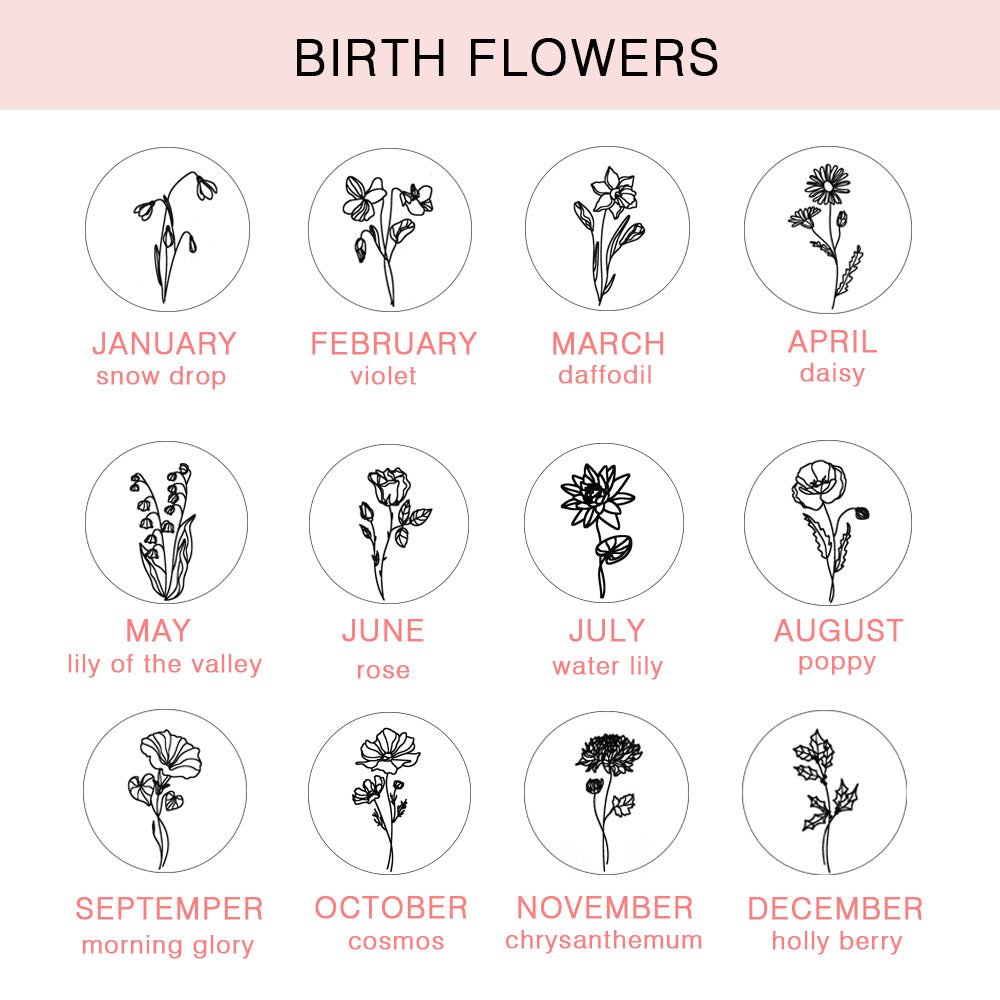 Collier Disque Fleur de Naissance Personnalisé en Argent 925 | Cadeau Unique & Gravé Necklace - KAWAII FAVIE