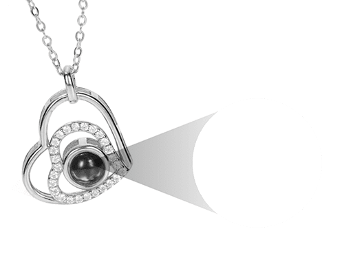 Collier Double Cœur Projection Photo en Argent 925 | Pendentif Mémoire Personnalisable - Cadeau d'Amour Unique Necklace - KAWAII FAVIE