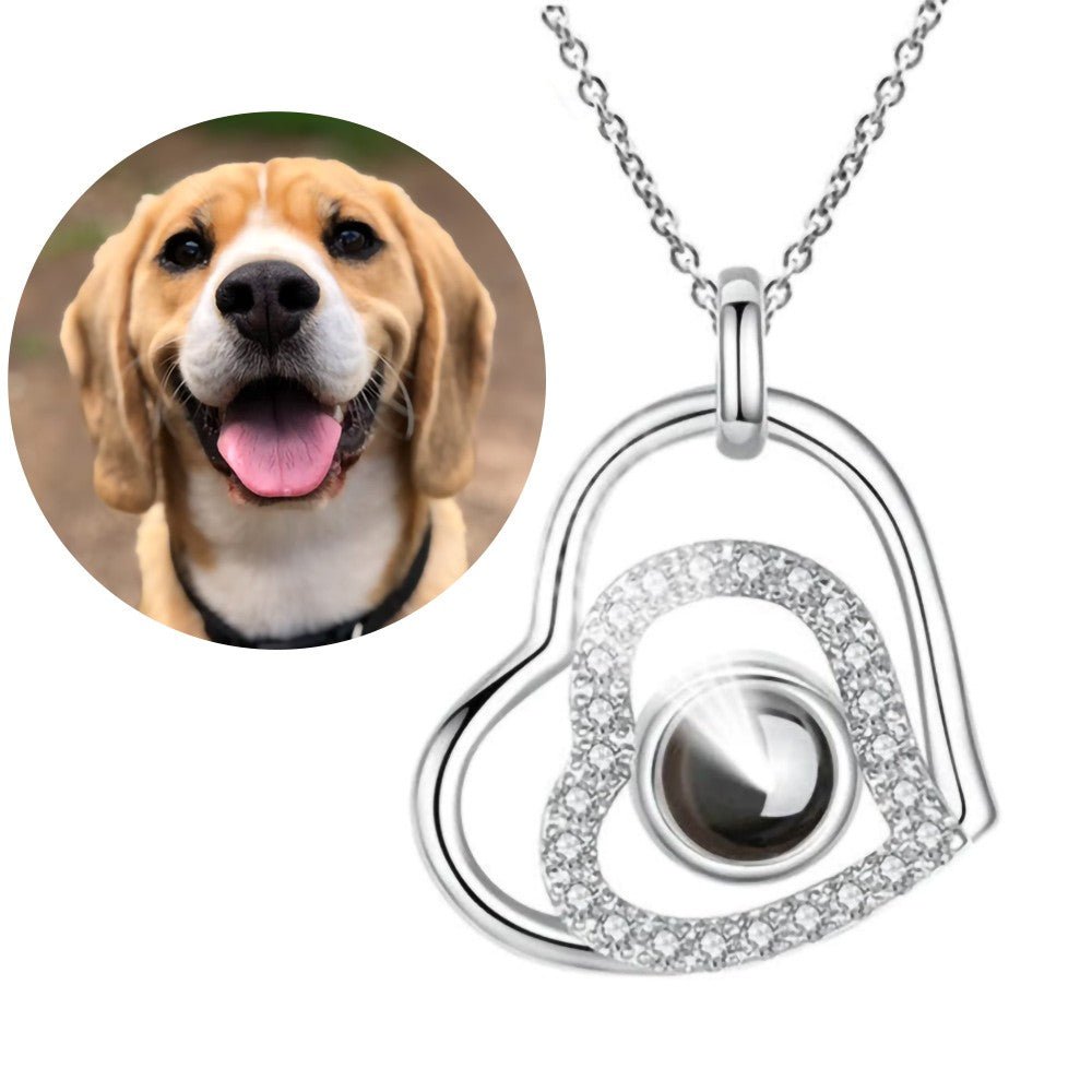 Collier Double Cœur Projection Photo en Argent 925 | Pendentif Mémoire Personnalisable - Cadeau d'Amour Unique Necklace - KAWAII FAVIE