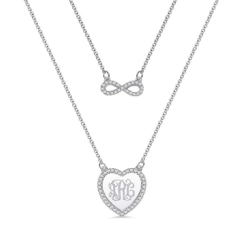 Collier Double Rang « Infini & Monogramme » en Argent Sterling 925 | Personnalisable avec 3 Initiales - Cadeau Unique Necklace - KAWAII FAVIE