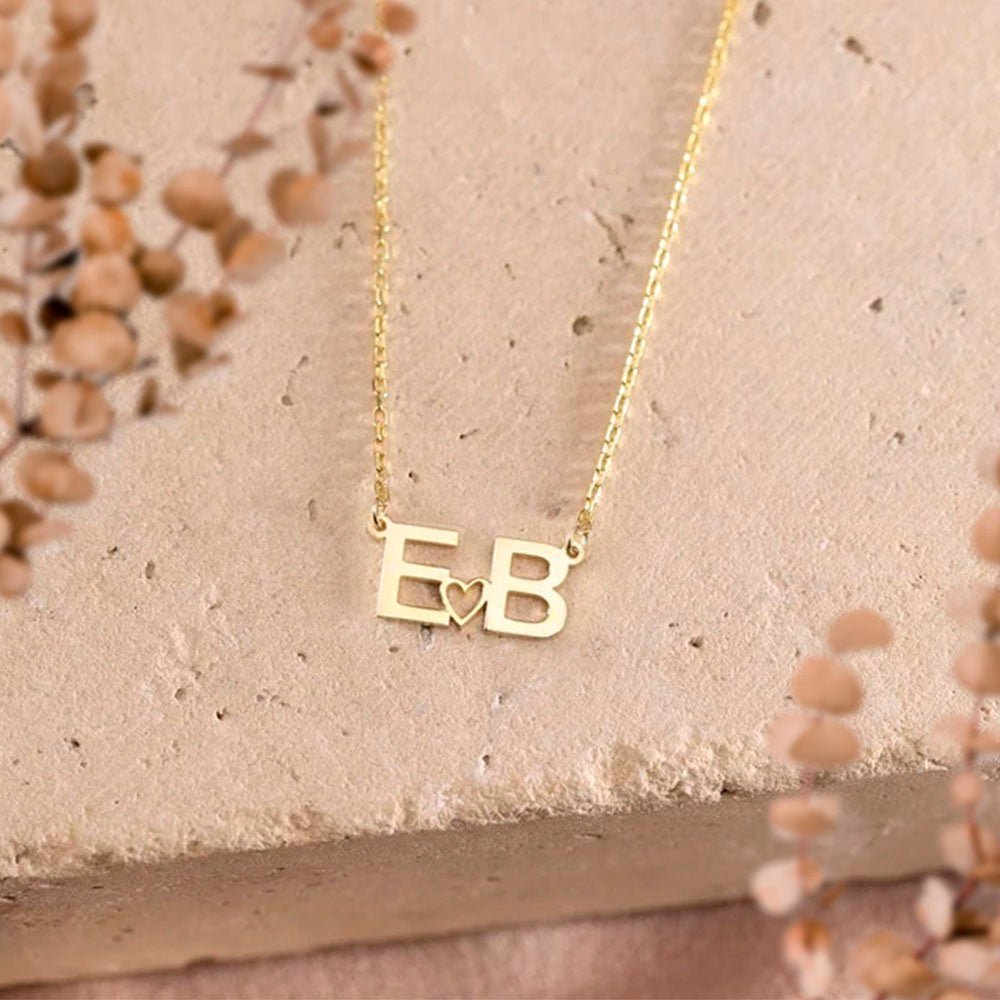 Collier Initial Personnalisé (1 - 2 Lettres) en Argent Sterling 925 | Cadeau Élégant pour Saint Valentin Necklace - KAWAII FAVIE