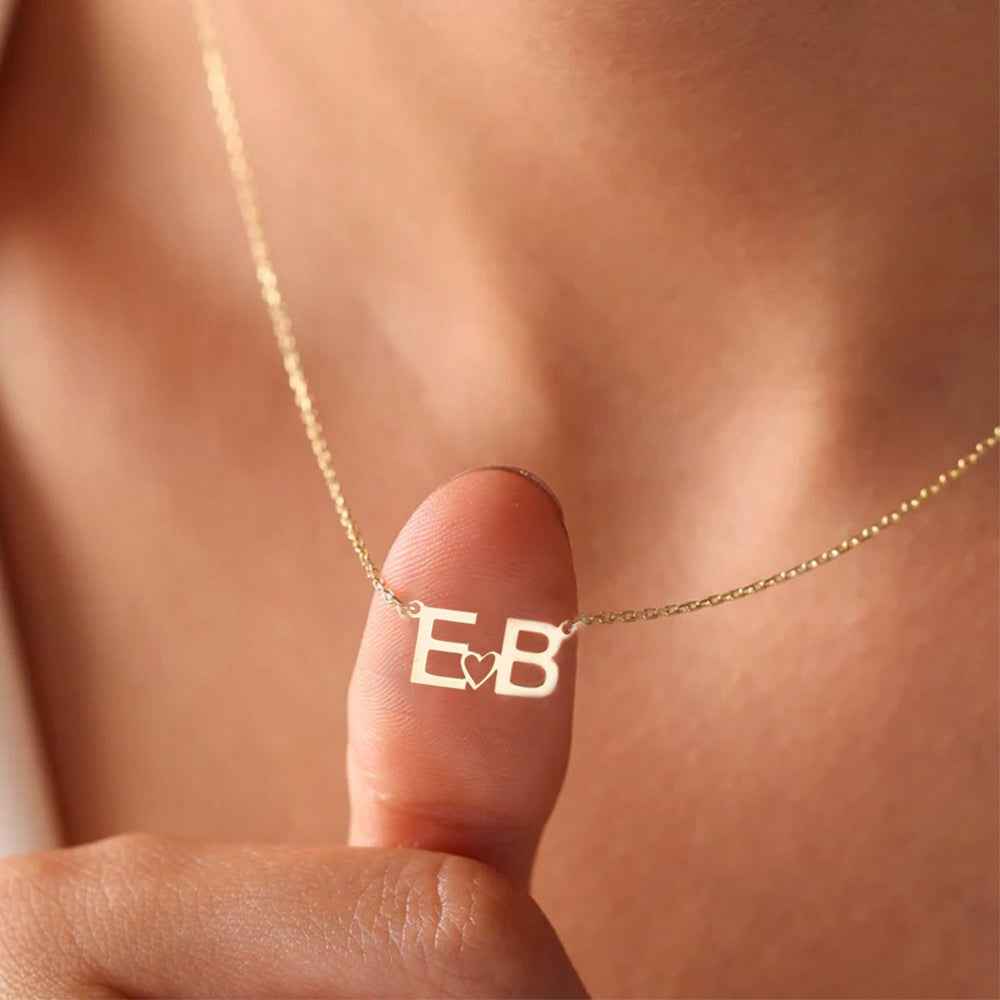 Collier Initial Personnalisé (1 - 2 Lettres) en Argent Sterling 925 | Cadeau Élégant pour Saint Valentin Necklace - KAWAII FAVIE