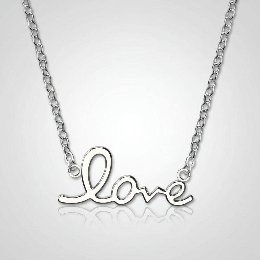 Collier « Love » en Argent Sterling 925 | Pendentif Mot Gravé - Cadeau d'Amour Intemporel pour Elle Necklace - KAWAII FAVIE