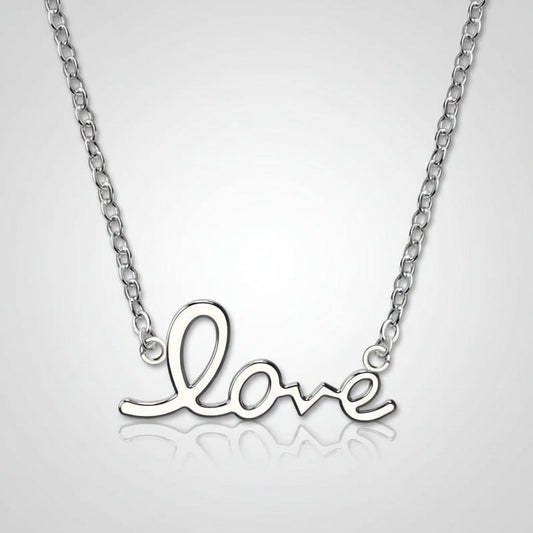 Collier « Love » en Argent Sterling 925 | Pendentif Mot Gravé - Cadeau d'Amour Intemporel pour Elle Necklace - KAWAII FAVIE