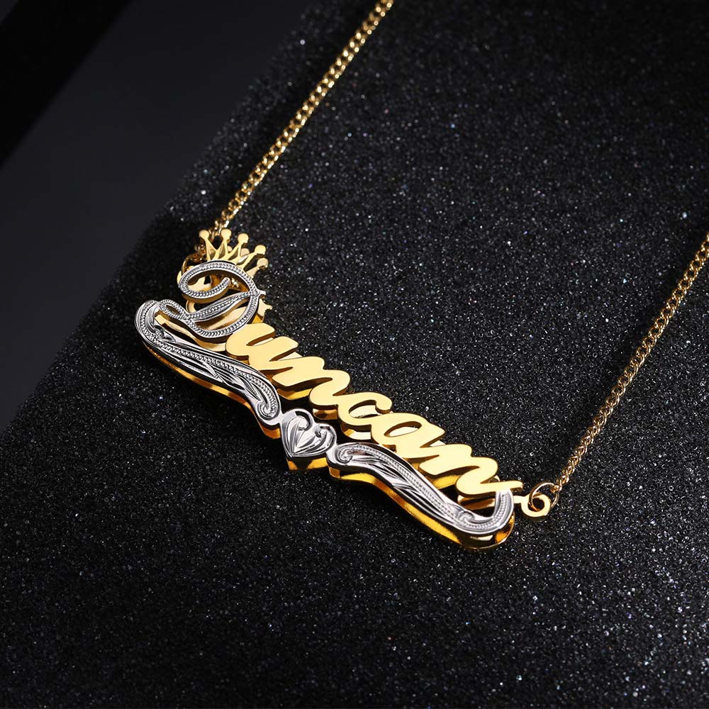 Collier Nom Personnalisé à Double Plaque en Or | Gravure Unique - Cadeau Élégant et Intemporel Necklace - KAWAII FAVIE