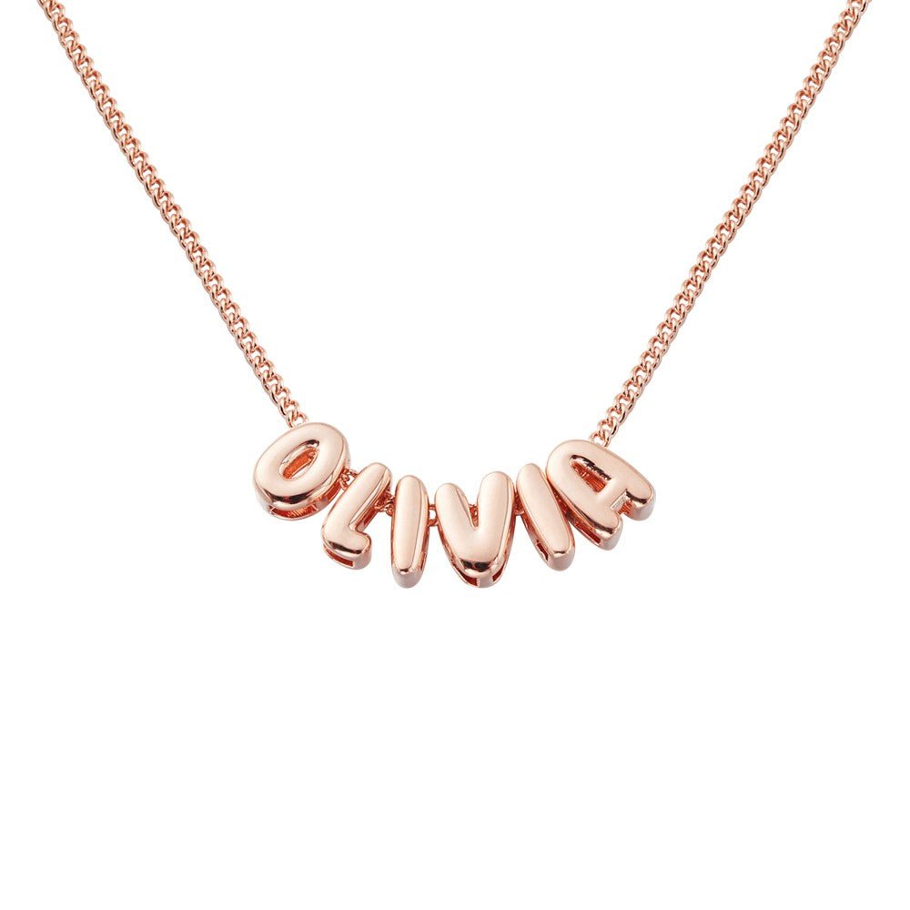 Collier Personnalisé Lettre 3D Ballon | Pendentif Prénom en Argent 925, Or Rose ou Or 18K pour Femme/Fille Necklace - KAWAII FAVIE