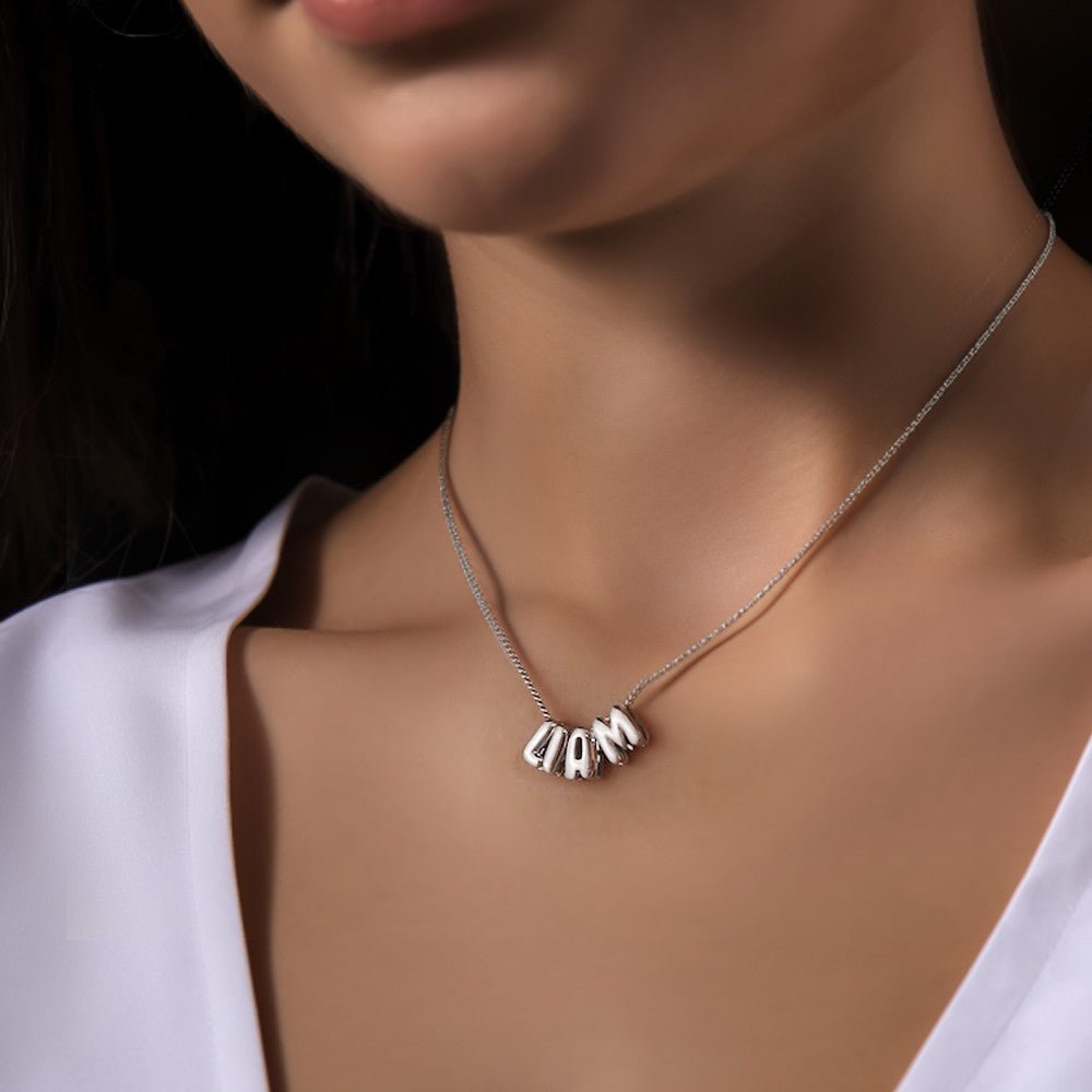 Collier Personnalisé Lettre 3D Ballon | Pendentif Prénom en Argent 925, Or Rose ou Or 18K pour Femme/Fille Necklace - KAWAII FAVIE