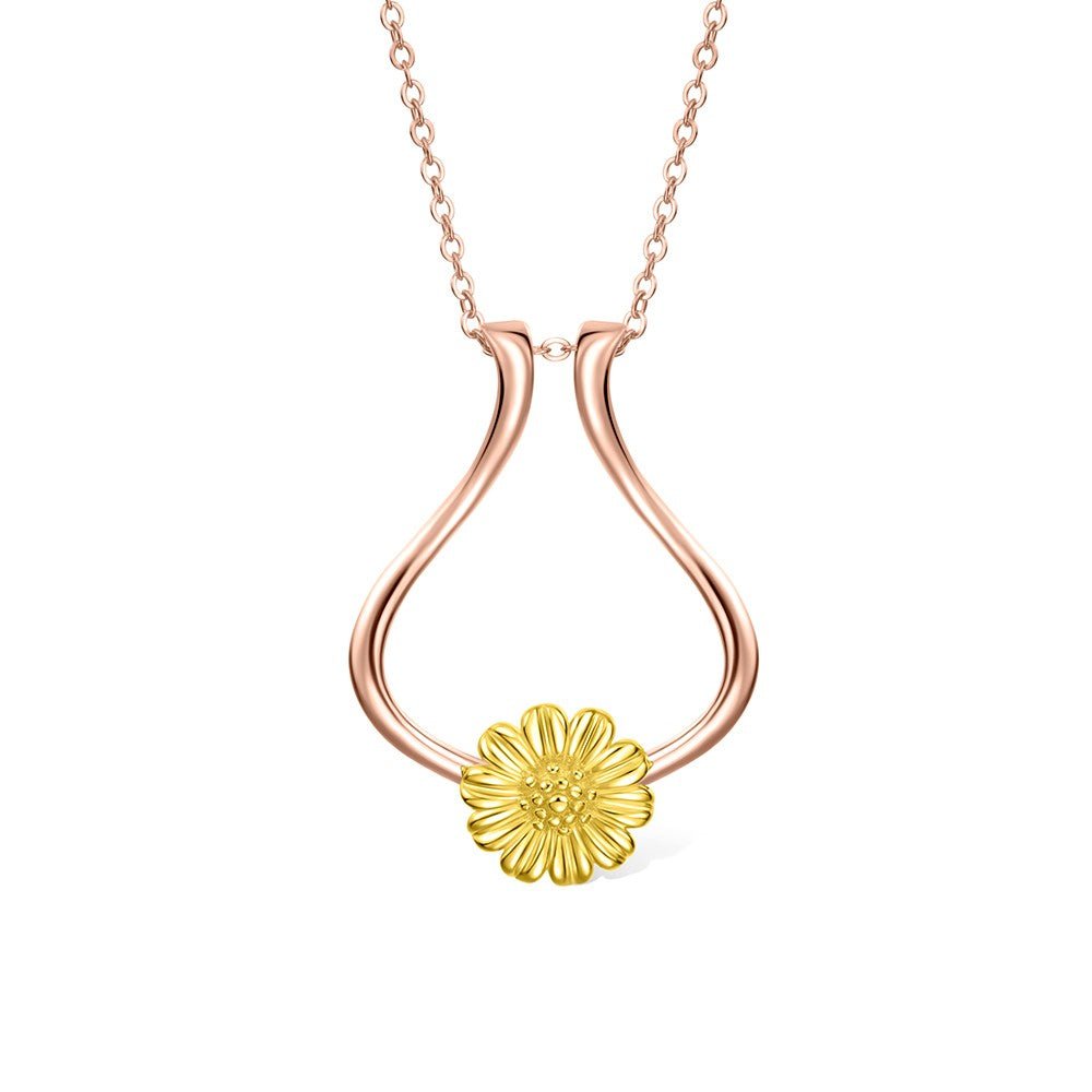 Collier Porte - Bague Tournesol en Argent Sterling 925 | Porte - Alliance pour Fiançailles/Mariage - Cadeau pour Femme Necklace - KAWAII FAVIE
