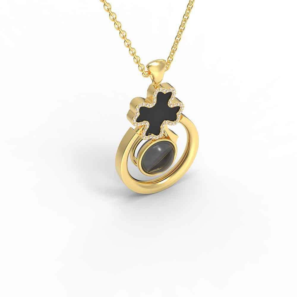 Collier « Porte - Bonheur » Trèfle à 4 Feuilles en Argent 925 | Personnalisable avec Photo & Projection Lumineuse - Cadeau Unique Necklace - KAWAII FAVIE