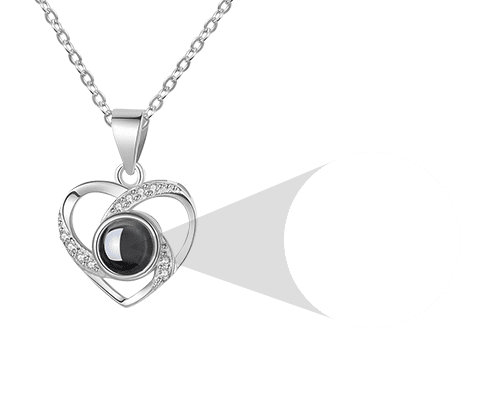 Collier Projection Photo avec Cœur | 100 Messages d'Amour & Photo Personnelle - Cadeau Magique Necklace - KAWAII FAVIE