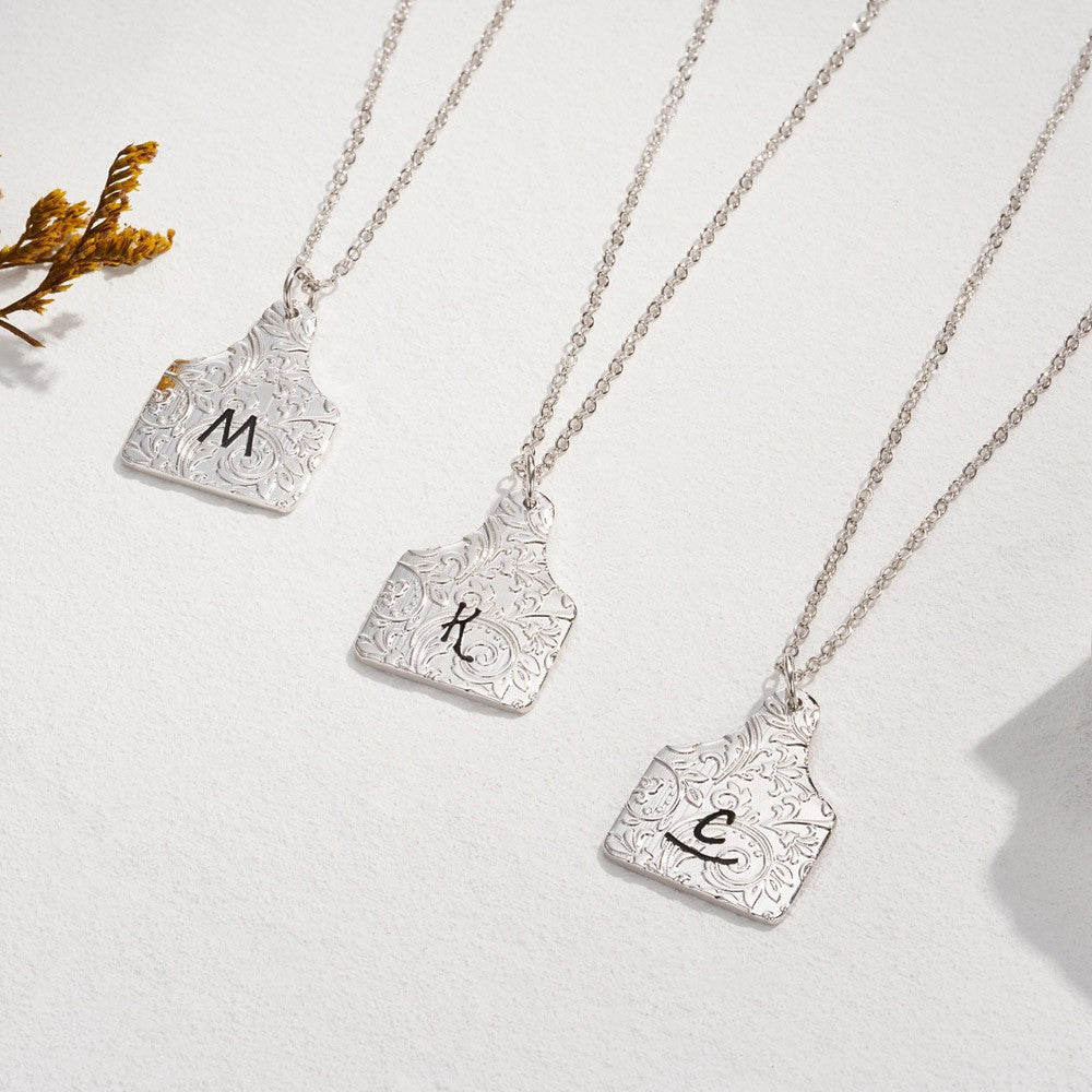 Collier Sceau de Bétail Personnalisable en Argent 925 | Pendentif Logo/Initiales - Bijou Cowgirl & Cadeau Unique Necklace - KAWAII FAVIE