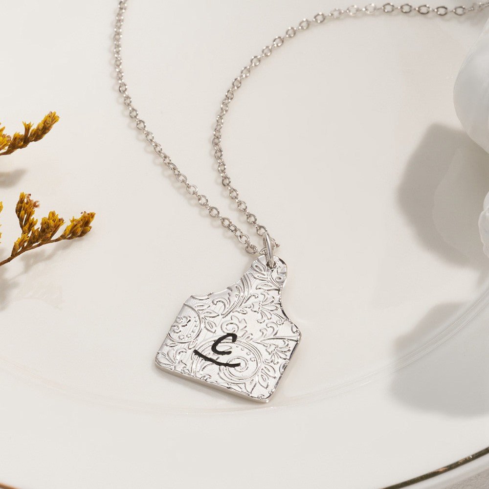Collier Sceau de Bétail Personnalisable en Argent 925 | Pendentif Logo/Initiales - Bijou Cowgirl & Cadeau Unique Necklace - KAWAII FAVIE