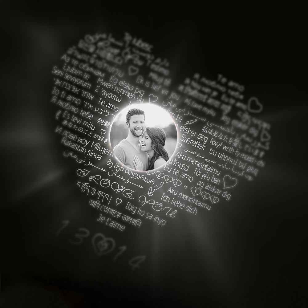 Collier Tournesol Projection « Je T'aime » en 100 Langues | Pendentif Personnalisable avec Photo - Cadeau Lumineux Necklace - KAWAII FAVIE