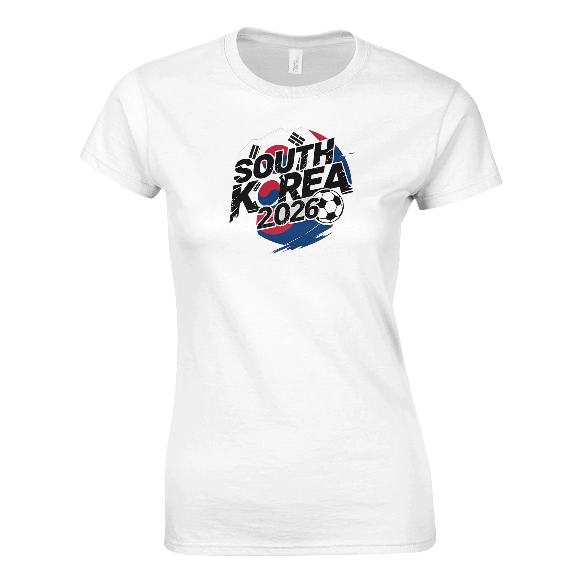 T-shirt Corée du Sud 2026 - Design Grunge Coupe du Monde Football | Maillot Supporters Sélection Nationale Femme